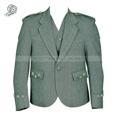 Argyle Kilt Jacket In Lovat Green Tweed With Vest Five Buttons Jackets