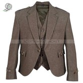 Argyll Jacket In Brown Tweed Wool With Vest And Waistcoat Kilt Jackets