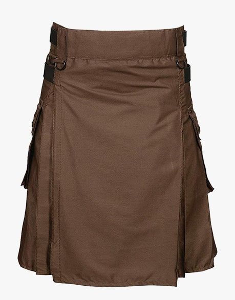 Best Brown Deluxe Utility Kilt Custom Made for Sale - Scottish Kilt Jacket™ USA-UK