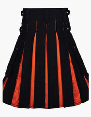 HYBRID ORANGE AND BLACK KILT - scottish kilt jacket