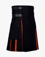 HYBRID ORANGE AND BLACK KILT - scottish kilt jacket