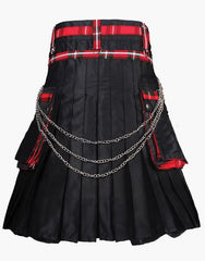 HYBRID KILT IN BLACK AND MACGREGOR TARTAN WITH CHAINS - scottish kilt jacket
