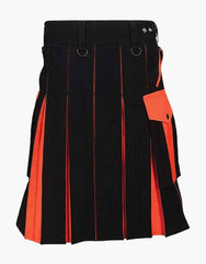 Orange and black utility kilt - Scottish Kilt Jacket™ USA-UK