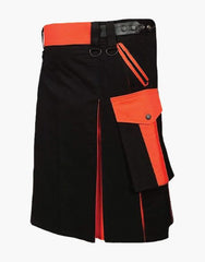 Orange and black utility kilt - Scottish Kilt Jacket™ USA-UK