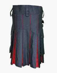 The hybrid tactical kilt in black and red - scottish kilt jacket