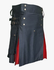 The hybrid tactical kilt in black and red - scottish kilt jacket