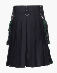 Detachable pockets and a hybrid hunter's kilt in black and white - scottish kilt jacket