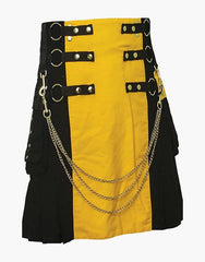 Gothic utility kilt in black and yellow - Scottish Kilt Jacket™ USA-UK