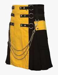 Gothic utility kilt in black and yellow - Scottish Kilt Jacket™ USA-UK
