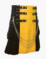 Gothic utility kilt in black and yellow - Scottish Kilt Jacket™ USA-UK