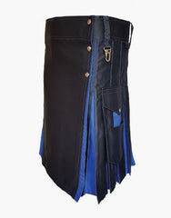 Traditional hybrid kilt in black and blue color - scottish kilt jacket