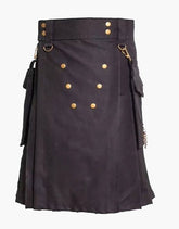 LUXE BLACK UTILITY KILT - Scottish Kilt Jacket™ USA-UK