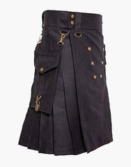 LUXE BLACK UTILITY KILT - Scottish Kilt Jacket™ USA-UK