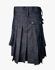 SMART BLACK DENIM KILT FIT FOR MENS - Scottish Kilt Jacket™ USA-UK
