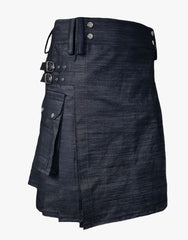 SMART BLACK DENIM KILT FIT FOR MENS - Scottish Kilt Jacket™ USA-UK