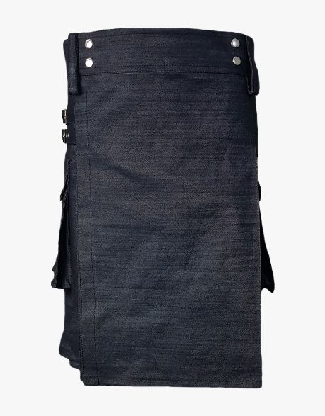 SMART BLACK DENIM KILT FIT FOR MENS - Scottish Kilt Jacket™ USA-UK