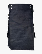 SMART BLACK DENIM KILT FIT FOR MENS - Scottish Kilt Jacket™ USA-UK