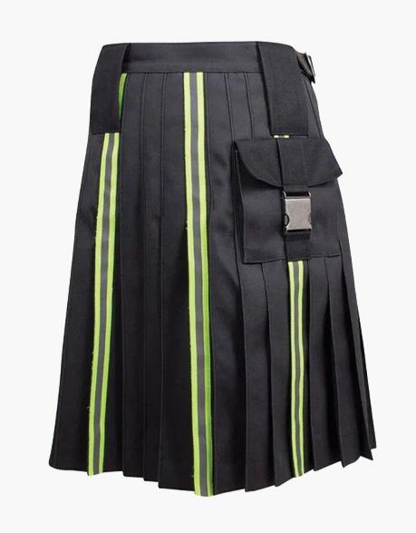 FASTENING STRAPS ON A BLACK FIREFIGHTER KILT - Scottish Kilt Jacket™ USA-UK