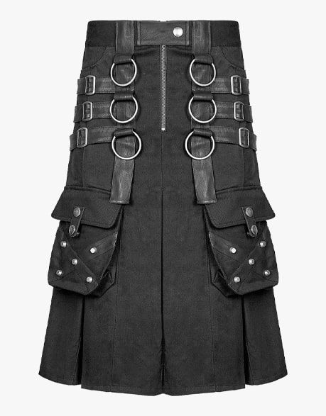 Gothic Black Utility Kilt - Scottish Kilt Jacket™ USA-UK