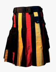HYBRID BLACK KILT WITH GERMAN FLAG PLEATS - Scottish Kilt Jacket™ USA-UK