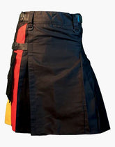 HYBRID BLACK KILT WITH GERMAN FLAG PLEATS - Scottish Kilt Jacket™ USA-UK