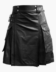 KILT IN BLACK LEATHER - Scottish Kilt Jacket™ USA-UK