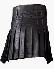 MINI KILT IN BLACK LEATHER - Scottish Kilt Jacket™ USA-UK
