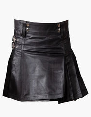 MINI KILT IN BLACK LEATHER - Scottish Kilt Jacket™ USA-UK