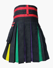 GOTHIC HYBRID BLACK RAINBOW KILT - scottish kilt jacket