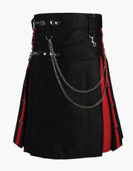 HYBRID KILT IN BLACK RAINBOW GOTHIC DESIGN WITH CHAINS - Scottish Kilt Jacket™ USA-UK