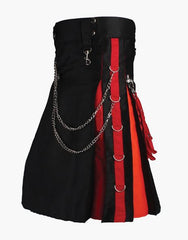 HYBRID KILT IN BLACK RAINBOW GOTHIC DESIGN WITH CHAINS - Scottish Kilt Jacket™ USA-UK
