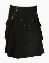 DETACHABLE POCKETS ON A BLACK UTILITY KILT - Scottish Kilt Jacket™ USA-UK