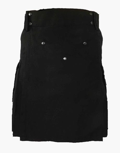 Multi-pocket utility kilt in black color - Scottish Kilt Jacket™ USA-UK