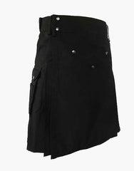 Multi-pocket utility kilt in black color - Scottish Kilt Jacket™ USA-UK