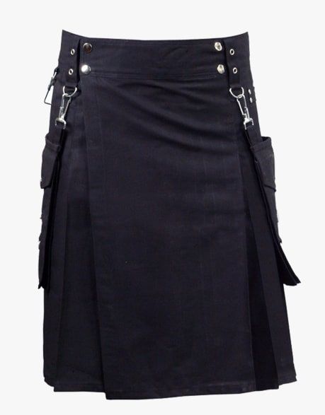 WITH DETACHABLE POCKETS-BLACK KILT - Scottish Kilt Jacket™ USA-UK