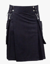 WITH DETACHABLE POCKETS-BLACK KILT - Scottish Kilt Jacket™ USA-UK