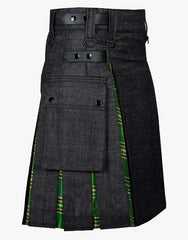 DENIM KILT WITH A BLACK SLIM FIT - Scottish Kilt Jacket™ USA-UK