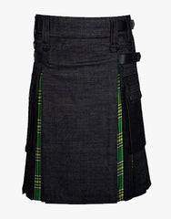 HYBRID DENIM KILT IN BLACK SLIM FIT - scottish kilt jacket