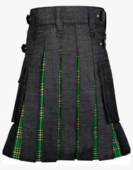 DENIM KILT WITH A BLACK SLIM FIT - Scottish Kilt Jacket™ USA-UK