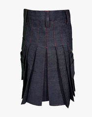 RED THREADED BLUE DENIM KILT - Scottish Kilt Jacket™ USA-UK