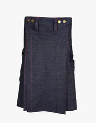 RED THREADED BLUE DENIM KILT - Scottish Kilt Jacket™ USA-UK