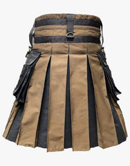 TARTAN APRON IN BLACK AND BROWN GOTHIC HYBRID KILT WITH A BLACK WATCH - scottish kilt jacket