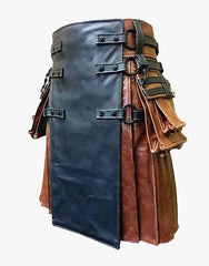 GOTHIC KILT IN BROWN AND BLACK LEATHER - Scottish Kilt Jacket™ USA-UK