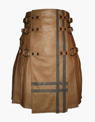 Gothic-style brown leather kilt - Scottish Kilt Jacket™ USA-UK