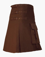 Front pocket and utility kilt in brown color - Scottish Kilt Jacket™ USA-UK