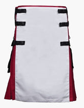WHITE AND BURGUNDY GOTHIC KILT WITH BLACK SPOTS - Scottish Kilt Jacket™ USA-UK