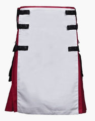 WHITE AND BURGUNDY GOTHIC KILT WITH BLACK SPOTS - Scottish Kilt Jacket™ USA-UK
