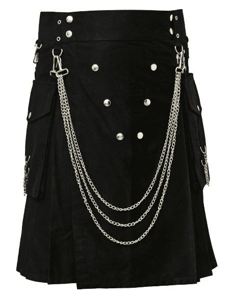 UTILITY CARGO KILT WITH SILVER CHAINS - Scottish Kilt Jacket™ USA-UK