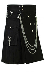 UTILITY CARGO KILT WITH SILVER CHAINS - Scottish Kilt Jacket™ USA-UK