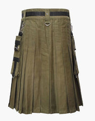 Green utility kit made of cotton-olive - Scottish Kilt Jacket™ USA-UK
